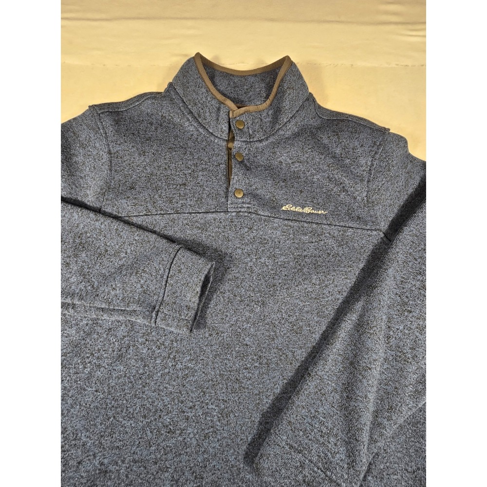 Eddie Bauer Radiator Fleece‎ Snap Mock Pullover Blue Marl Mens XL 1326578
